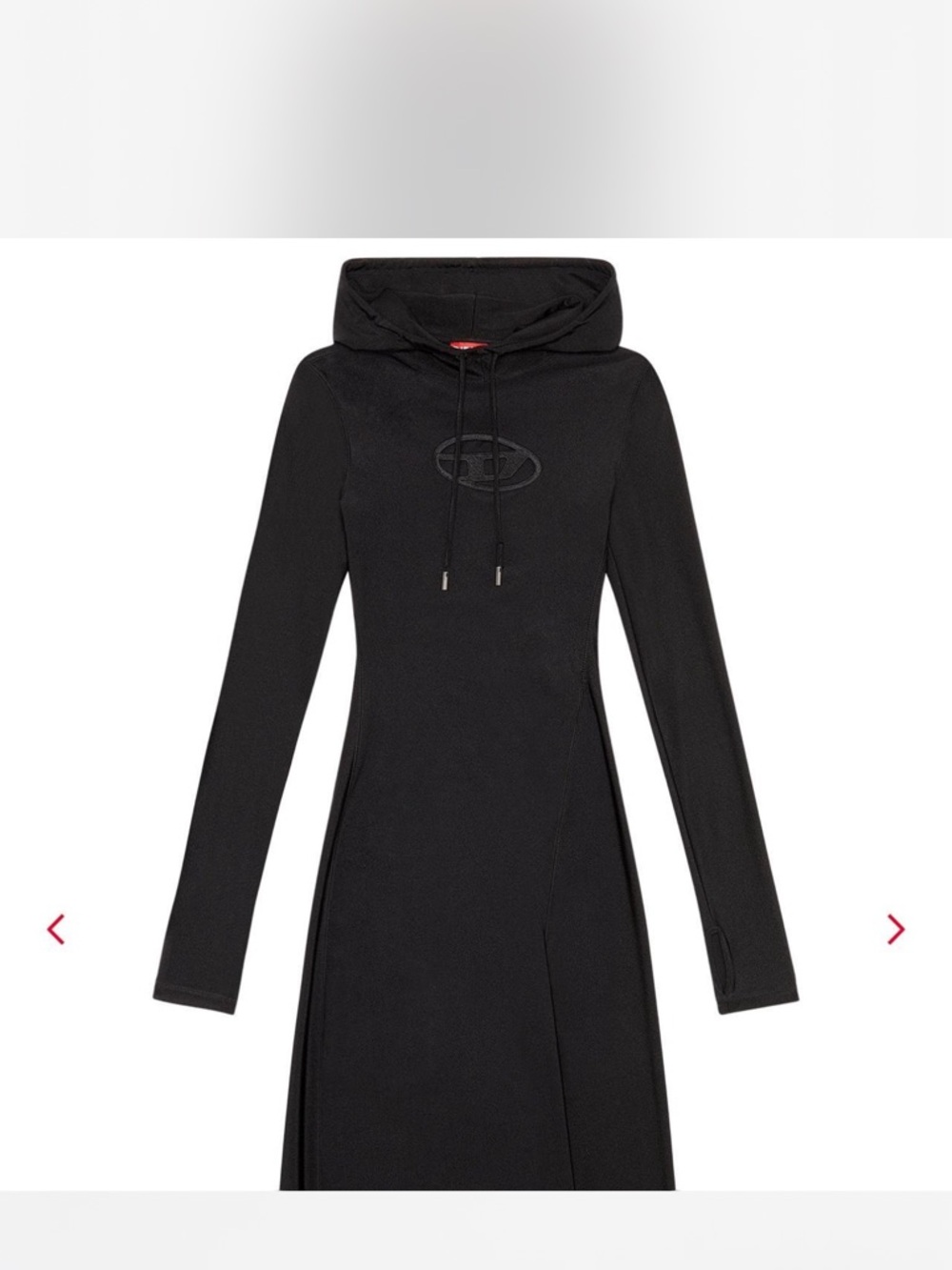 Diesel Black Long-Sleeve Maxi Dress with Keyhole and Textured Side Panel - Picture 2 of 4